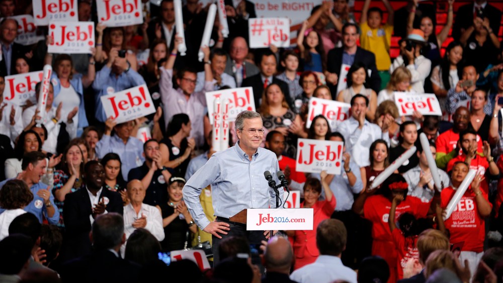 Republican U.S. presidential candidate and former Florida Governor Jeb Bush formally announces his campaign for the 2016 Republican presidential nomination during a kickoff rally in Miami, Fla., June 15, 2015. (Photo by Joe Skipper/Reuters)