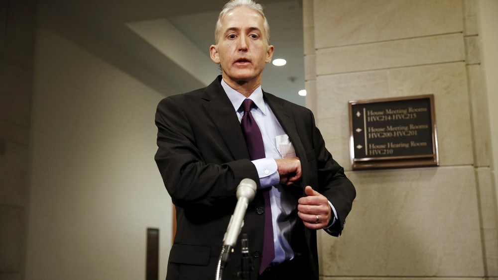 U.S. House Select Committee on Benghazi Chairman Representative Trey Gowdy (R-SC) talks to reporters at U.S. Capitol in Washington, June 16, 2015. (Photo by Jonathan Ernst/Reuters)