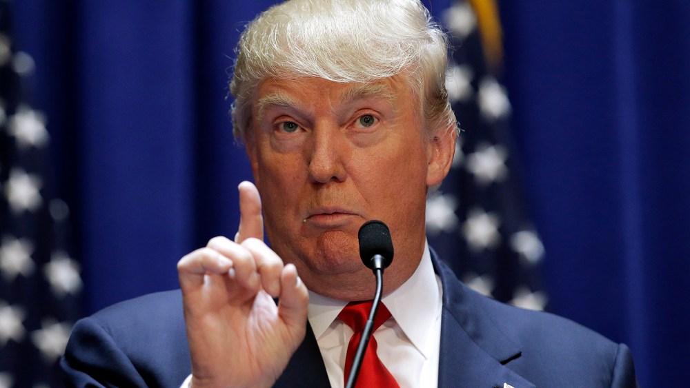 U.S. Republican presidential candidate Donald Trump makes a point as he formally announces his campaign for the 2016 Republican presidential nomination during an event at Trump Tower in New York, June 16, 2015. (Photo by Brendan McDermid/Reuters)