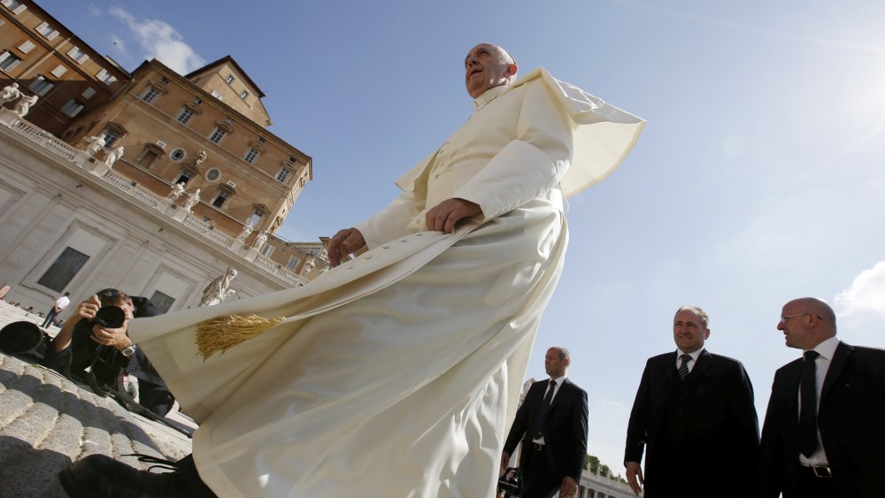 Pope Francis arrives to lead his Wednesday general audience in Saint Peter's square at the Vatican, June 17, 2015. (Photo by Max Rossi/Reuters)