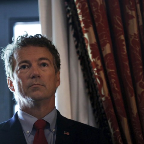 Republican presidential candidate Senator Rand Paul (R-KY) waits before addressing a legislative luncheon held as part of the "Road to Majority" conference in Washington, June 18, 2015. (Photo by Carlos Barria/Reuters)