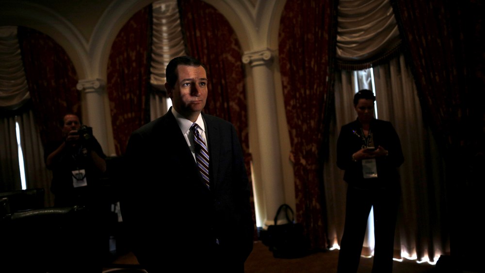 Republican presidential candidate Senator Ted Cruz (R-TX) waits backstage before addressing a legislative luncheon held as part of the "Road to Majority" conference in Washington, June 18, 2015. (Photo by Carlos Barria/Reuters)