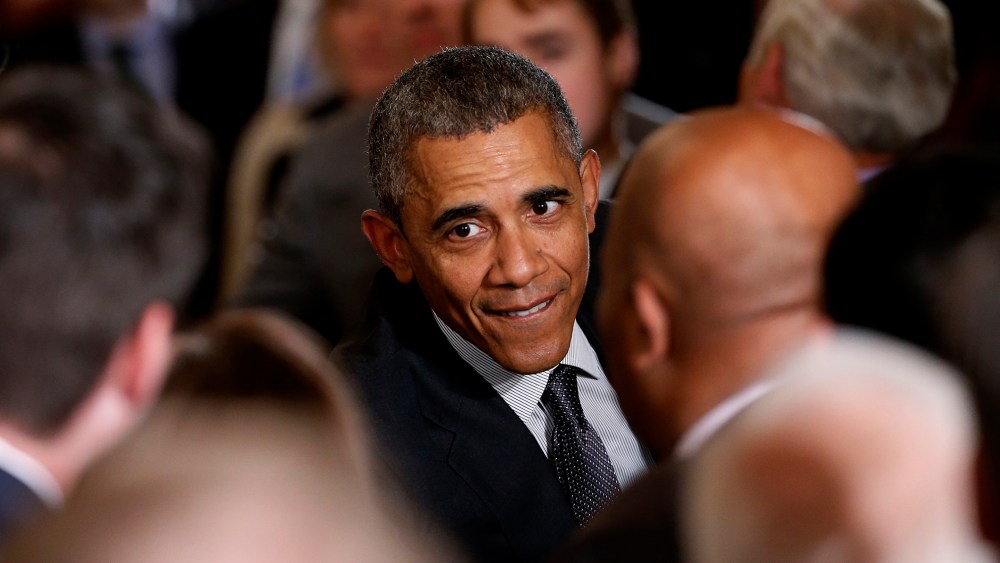 U.S. President Barack Obama greets attendees in the crowd after signing House Resolution 2146, the "Defending Public Safety Employees' Retirement Act and Trade Preference Extension Act of 2015," June 29, 2015. (Photo by Jonathan Ernst/Reuters)