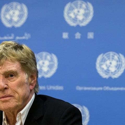 Actor and activist Robert Redford speaks during a news conference following his address to a high-level United Nations meeting on climate change at the United Nations headquarters in New York June 29, 2015. (Photo by Brendan McDermid/Reuters)