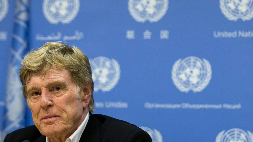 Actor and activist Robert Redford speaks during a news conference following his address to a high-level United Nations meeting on climate change at the United Nations headquarters in New York June 29, 2015. (Photo by Brendan McDermid/Reuters)