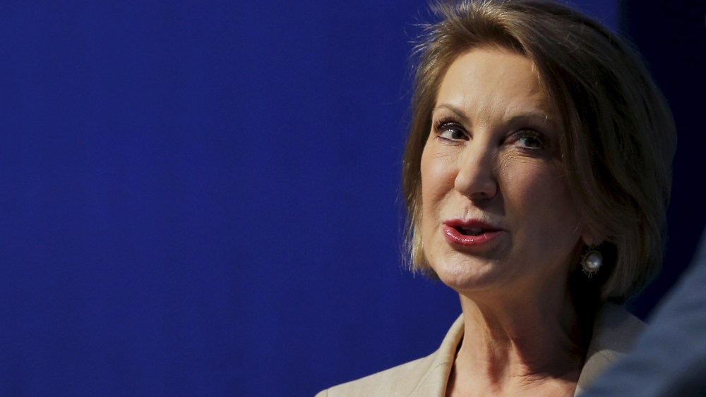Republican presidential candidate Carly Fiorina speaks at the Sirius XM presidential candidate forum during the Republican National Committee (RNC) summer meeting in Cleveland, Ohio on Aug. 5, 2015. (Photo by Brian Snyder/Reuters)