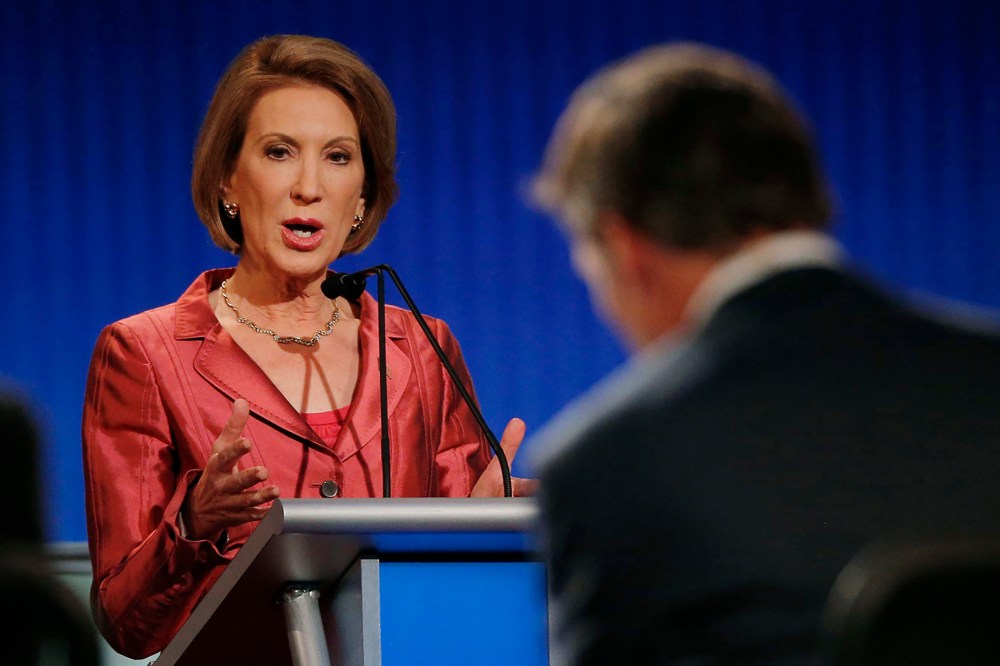 Republican presidential candidate and former Hewlett-Packard CEO Carly Fiorina responds to a question at a Fox-sponsored forum in Cleveland, Ohio, August 6, 2015. (Photo by Brian Snyder/Reuters)