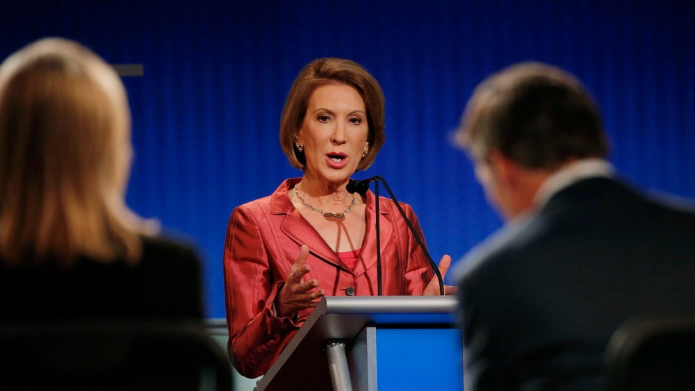 Republican presidential candidate and former Hewlett-Packard CEO Carly Fiorina responds to a question at a Fox-sponsored forum in Cleveland, Ohio, August 6, 2015. (Photo by Brian Snyder/Reuters)