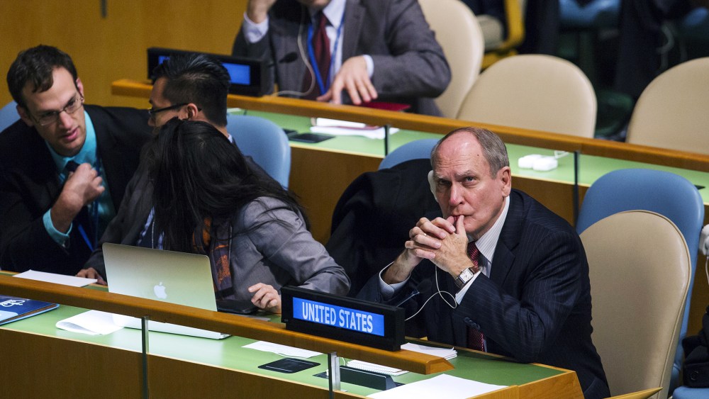 Ambassador Ronald Godard of the United States waits for a United Nations General Assembly vote at the United Nations headquarters in New York, Oct. 27, 2015. (Photo by Lucas Jackson/Reuters)