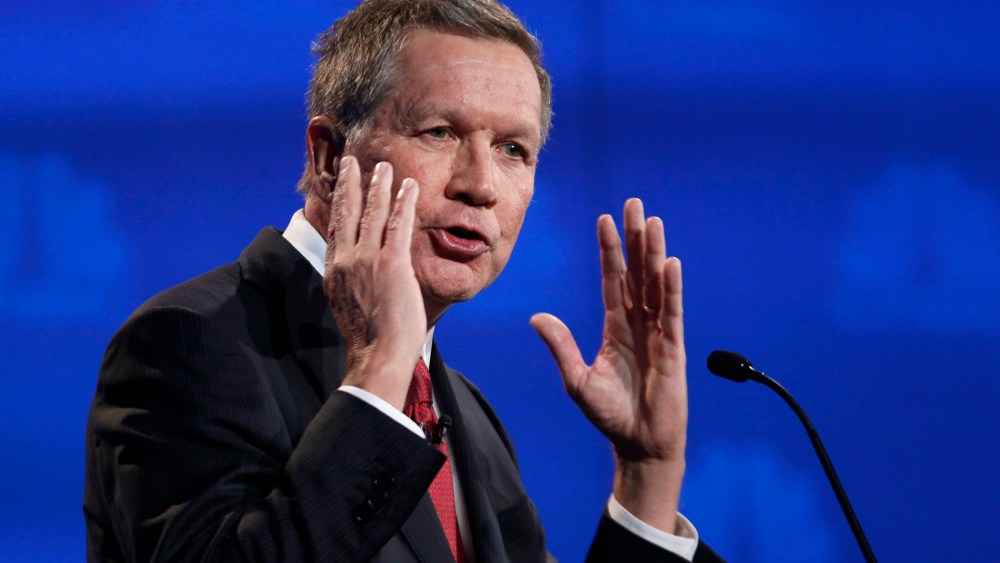 Republican U.S. presidential candidate Ohio Gov. John Kasich speaks at the 2016 U.S. Republican presidential candidates debate held by CNBC in Boulder, Colo., Oct. 28, 2015. (Photo by Rick Wilking/Reuters)