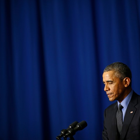 U.S. President Barack Obama holds a news conference at the conclusion of his visit to Paris, France, Dec. 1, 2015. (Photo by Benoit Tessier/Reuters)