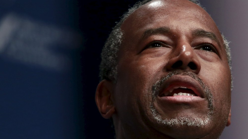Republican presidential candidate Ben Carson speaks at the Republican Jewish Coalition's Presidential Forum in Washington, Dec. 3, 2015. (Photo by Yuri Gripas/Reuters)