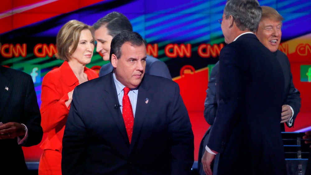 Republican U.S. presidential candidate Chris Christie at the end of the Republican presidential debate in Las Vegas, Nev., Dec. 15, 2015. (Photo by Mike Blake/Reuters)
