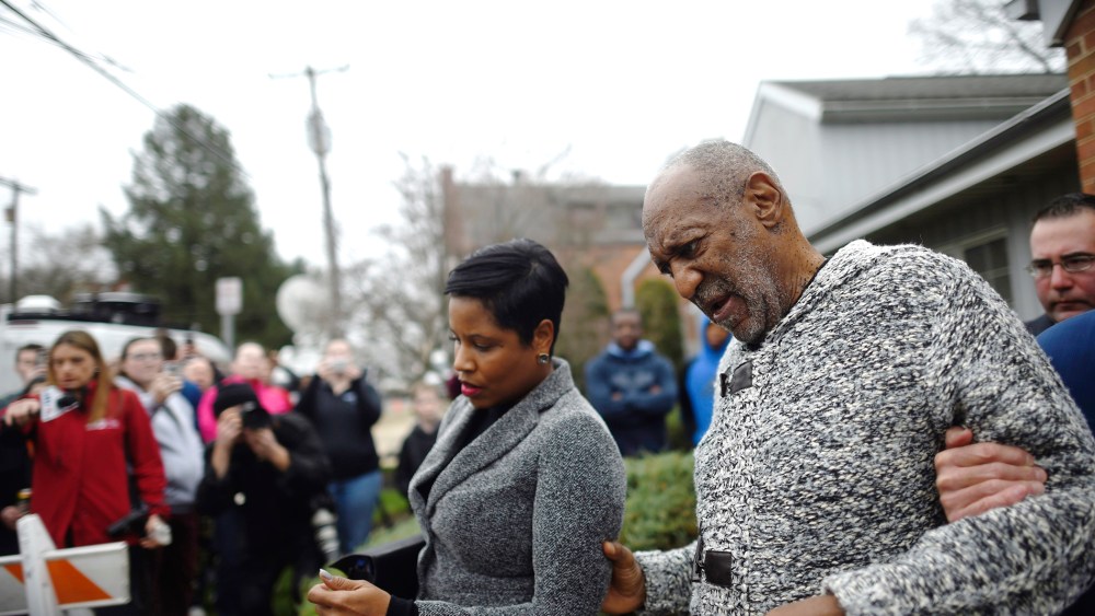Actor and comedian Bill Cosby speaks to attorney Monique Pressley as they exit the Montgomery County Courthouse in Elkins Park, Pa., Dec. 30, 2015. (Photo by Mark Makela/Reuters)