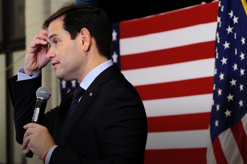 U.S. Republican presidential candidate and U.S. Senator Marco Rubio pauses while answering a question at Nashua Community College in Nashua, N.H., Jan. 7, 2016. (Photo by Brian Snyder/Reuters)