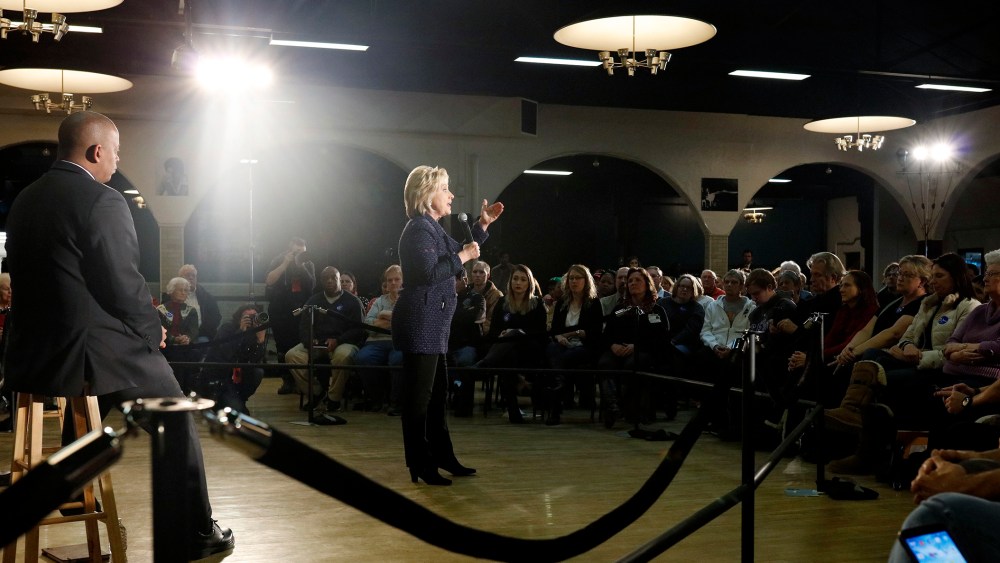 U.S. Democratic presidential candidate Hillary Clinton addresses supporters at the Electric Park Ballroom in Waterloo, Ia., Jan. 11, 2016. (Photo by Aaron P. Bernstein/Reuters)