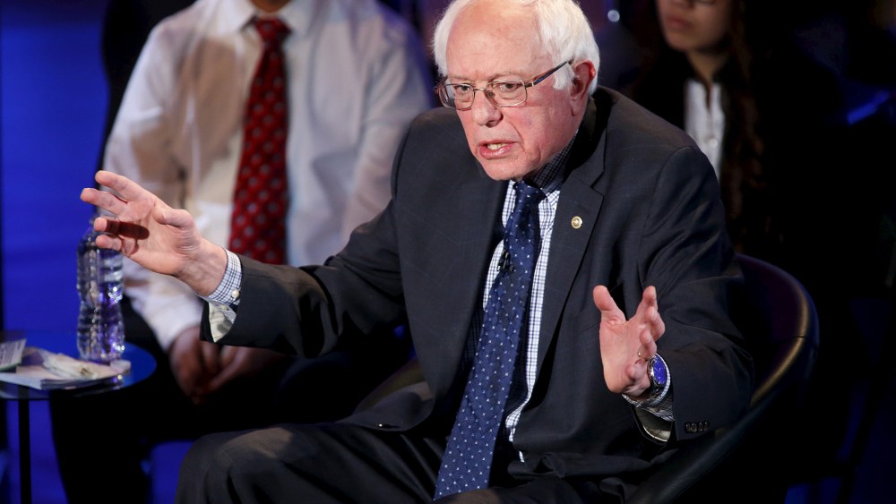Democratic presidential candidate Sen. Bernie Sanders (D-VT) speaks at The Iowa Brown and Black Forum at Drake University in Des Moines, Iowa, Jan. 11, 2016. (Photo by Aaron Bernstein/Reuters)