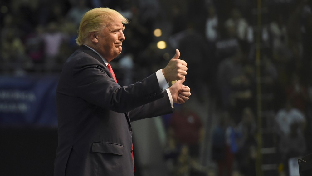 U.S. Republican presidential candidate Donald Trump addresses supporters during a campaign rally at the Pensacola Bay Center in Pensacola, Fl., Jan. 13, 2016. (Photo by Michael Spooneybarger/Reuters)