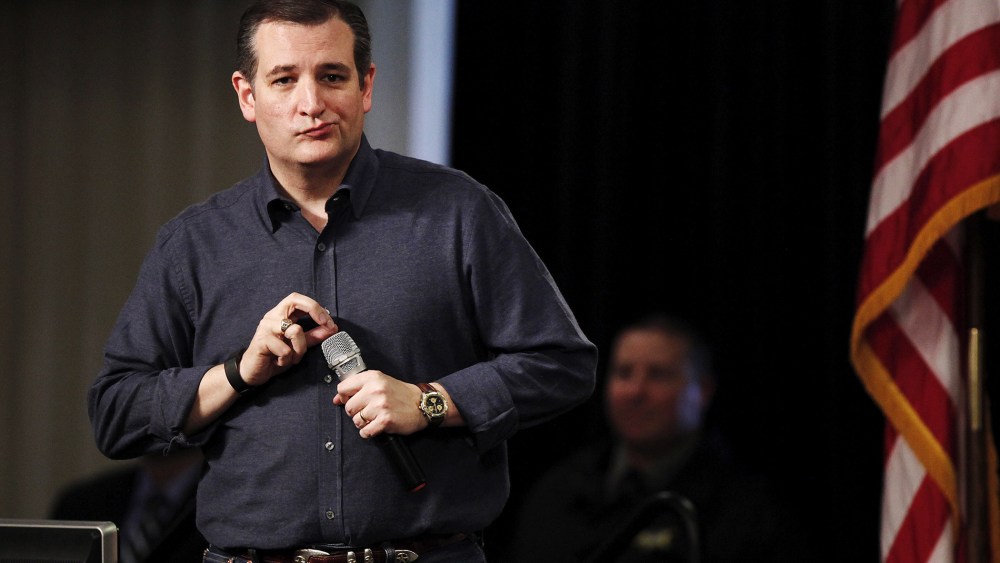 Texas Senator and Republican presidential candidate Ted Cruz checks a microphone during his speech at the South Carolina Tea Party Coalition Convention in Myrtle Beach, S.C., Jan. 16, 2016. (Photo by Randall Hill/Reuters)