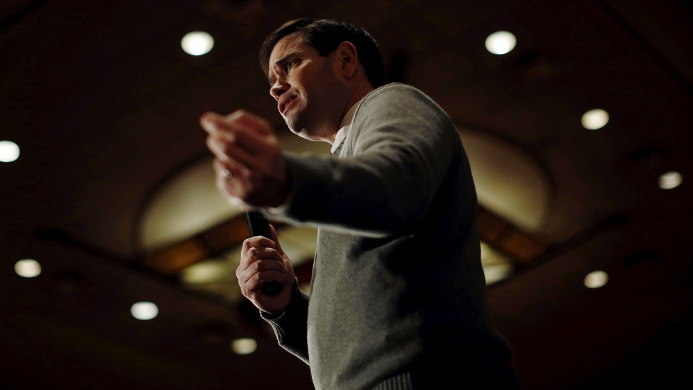 Republican presidential candidate Marco Rubio speaks at a campaign event in Coralville, Iowa, Jan. 18, 2016. (Photo by Jim Young/Reuters)