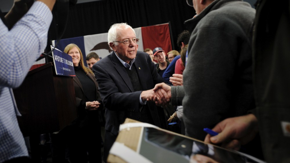 Democratic presidential candidate Bernie Sanders greets supporters after speaking at a town hall in Independence, Iowa, Jan. 24, 2016. (Photo by Mark Kauzlarich/Reuters)