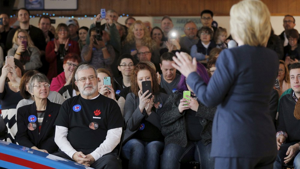U.S. Democratic presidential candidate Hillary Clinton speaks at a campaign stop at the Family Fun Center in Adel, Iowa on Jan. 27, 2016. (Photo by Brian Snyder/Reuters)