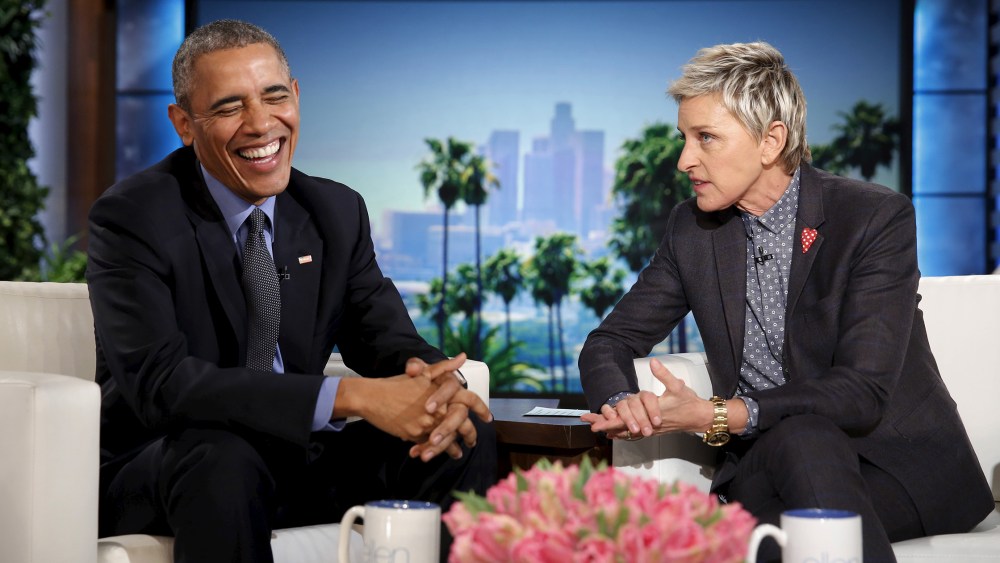 U.S. President Barack Obama appears on a taping of the Ellen DeGeneres Show in Burbank, Calif., Feb. 11, 2016. (Photo by Kevin Lamarque/Reuters)