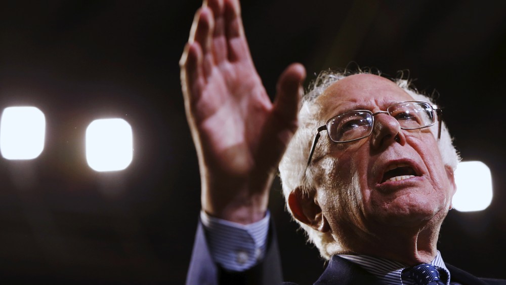 Democratic presidential candidate Bernie Sanders delivers remarks to supporters at a rally in Greenville, S.C., Feb. 21, 2016. (Photo by Jonathan Ernst/Reuters)