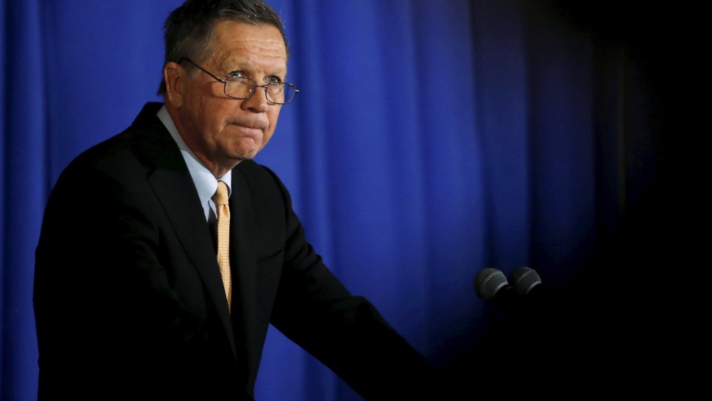 Republican presidential candidate John Kasich speaks during a campaign event at the Women's National Republican Club in Manhattan, New York, April 12, 2016. (Photo by Eduardo Munoz/Reuters)