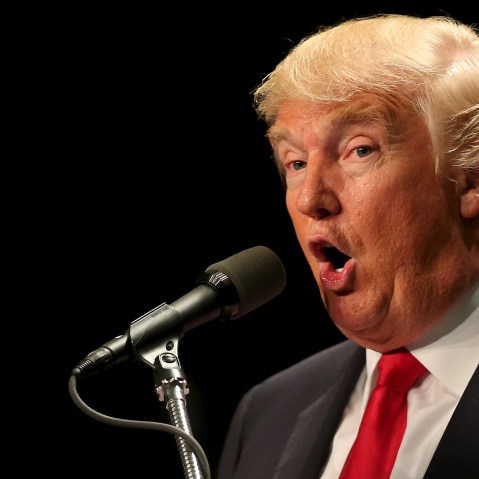 Republican presidential candidate Donald Trump speaks at a campaign rally in Pittsburgh, Penn., April 13, 2016. (Photo by Aaron Josefczyk/Reuters)