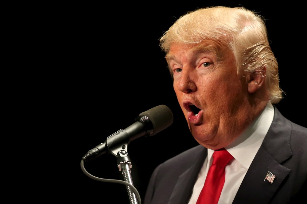 Republican presidential candidate Donald Trump speaks at a campaign rally in Pittsburgh, Penn., April 13, 2016. (Photo by Aaron Josefczyk/Reuters)