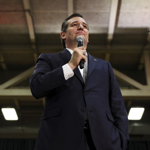 Republican presidential candidate Ted Cruz speaks on stage during a campaign event in Rochester, New York, April 15, 2016. (Photo by Carlo Allegri/Reuters)