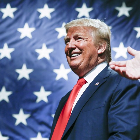 U.S. Republican presidential candidate Donald Trump speaks to supporters during a campaign rally at Mid-Hudson Civic Center in New York April 17, 2016. (Photo by Eduardo Munoz/Reuters)