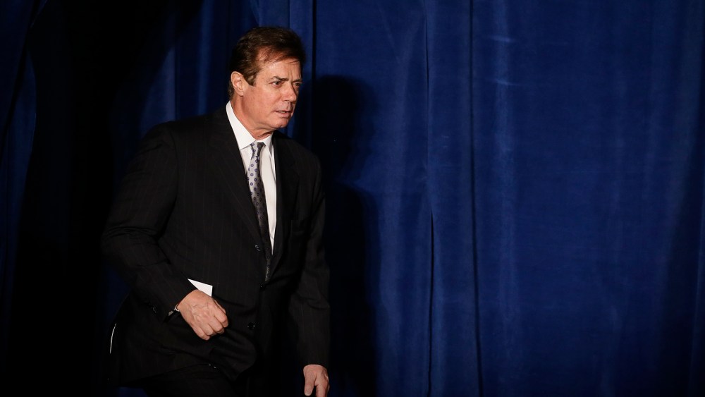 Paul Manafort, senior aide to Republican U.S. presidential candidate Donald Trump, takes the stage to check the podium just before Trump delivered a foreign policy speech at the Mayflower Hotel in Washington, April 27, 2016. (Photo by Jim Bourg/Reuters)
