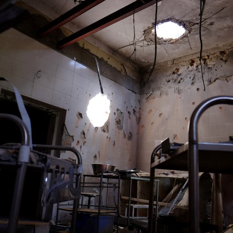 Hospital beds lay in the Medecins Sans Frontieres hospital in Kunduz, Afghanistan on April 26, 2016, about six months after an American airstrike killed dozens of patients, some of whom burned to death in their beds. (Photo by Josh Smith/Reuters)