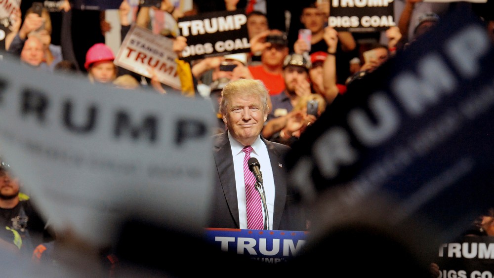 Republican U.S. presidential candidate Donald Trump speaks to supporters in Charleston, W. Va. on May 5, 2016. (Photo by Chris Tilley/Reuters)