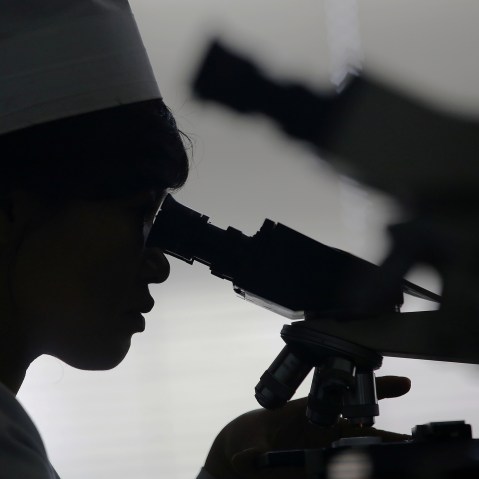 A doctor uses a microscope on May 7, 2016. (Photo by Damir Sagolj/Reuters)