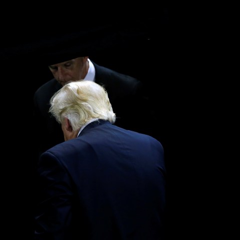 U.S. Republican presidential candidate Donald Trump exits after speaking at a campaign rally in San Jose, Calif., June 2, 2016. (Photo by Lucy Nicholson/Reuters)