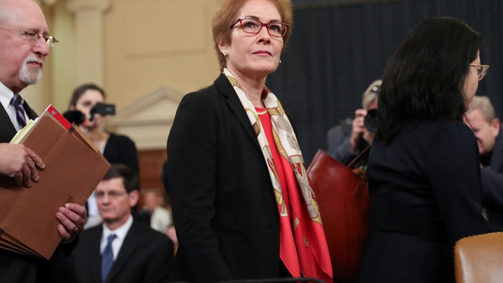 Marie Yovanovitch, former U.S. ambassador to Ukraine, departs after concluding her testimony before a House Intelligence Committee hearing as part of the impeachment inquiry into U.S. President Donald Trump on Capitol Hill in Washington, U.S., November 15
