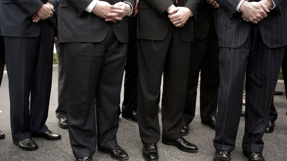 Financial Chief Executives wait to speak to the media at the White House in 2009.