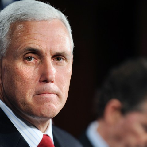 US Representative Mike Pence (R-IN) (L) and Senator Jim DeMint (R-SC) arrive for a news conference about their goal of permanently extending Bush-era tax rates at the Capitol in Washington, Dec. 2, 2010. (Photo by Jonathan Ernst/Reuters)