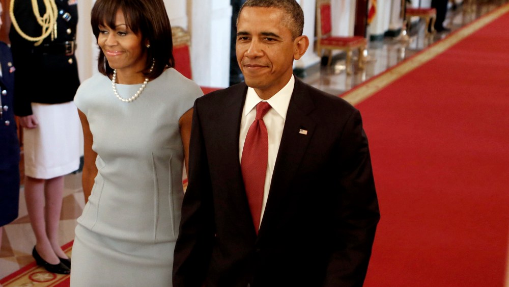 U.S. President Barack Obama and First Lady Michelle Obama at the White House in Washington on April 11, 2013.
