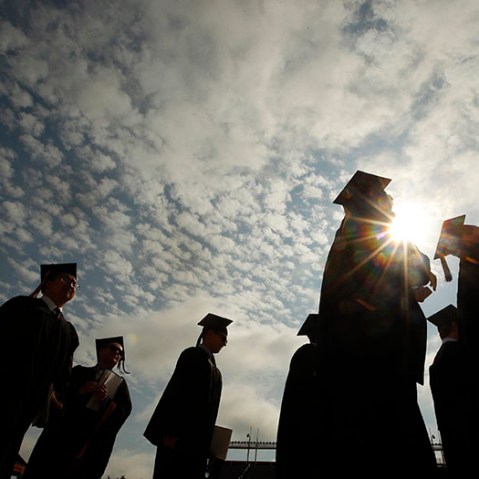 Graduating students arrive for Commencement Exercises at Boston College in Boston, Massachusetts May 20, 2013.  (Photo by Brian Snyder/Reuters)