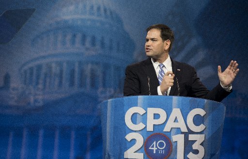 Sen. Marco Rubio, R-Fla., speaks at the 40th annual Conservative Political Action Conference in National Harbor, Md.,  Thursday, March 14, 2013.  (AP Photo/Manuel Balce Ceneta)
