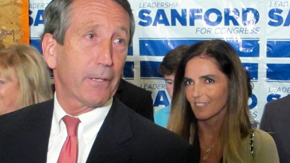 Sanford with his fiancee Maria Belen Chapur (AP Photo/Bruce Smith)