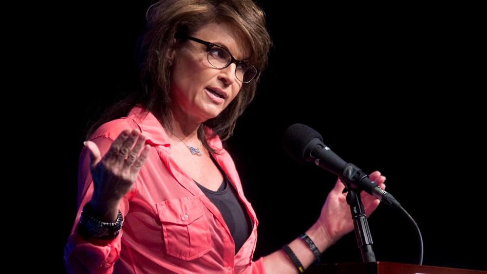 Former Alaska Governor and Republican vice presidential nominee Sarah Palin speaks to the crowd in Sevierville, Tenn. on Thursday, June 26, 2014.