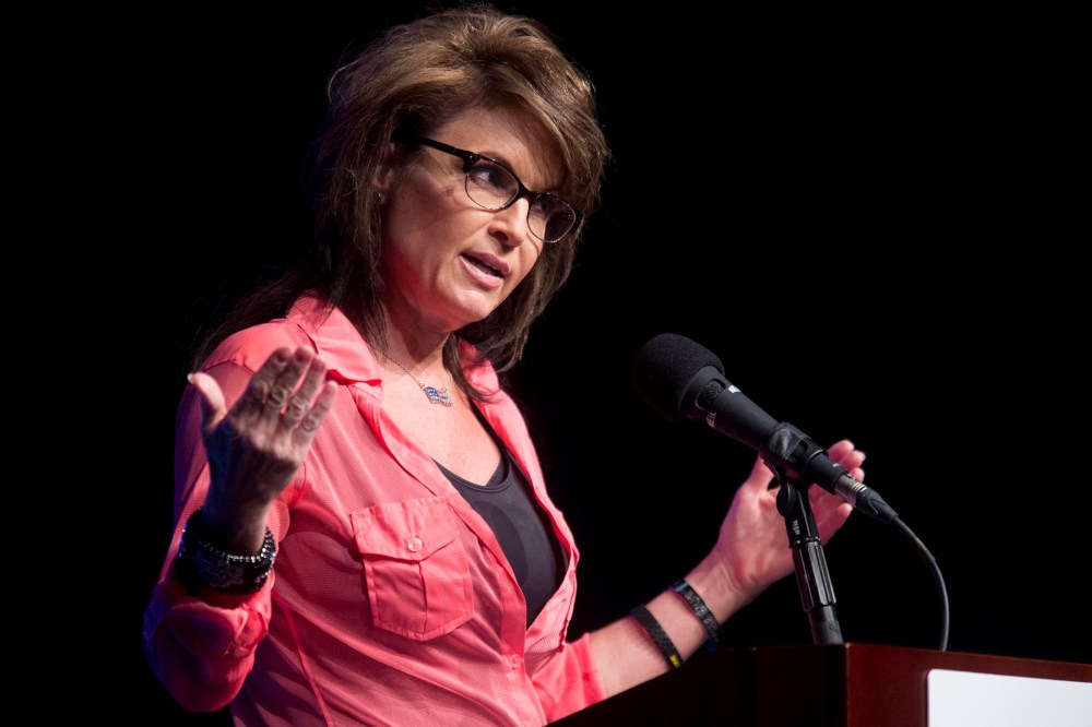 Former Alaska Governor and Republican vice presidential nominee Sarah Palin speaks to the crowd in Sevierville, Tenn. on Thursday, June 26, 2014.
