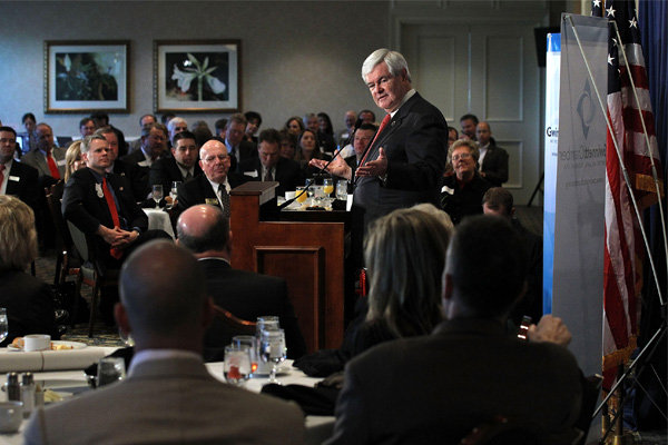 Newt Gingrich on campaign stop in Duluth, Georgia.