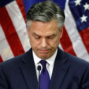 Jon Huntsman announcing his decision to end his campaign in Myrtle Beach, South Carolina on Monday.