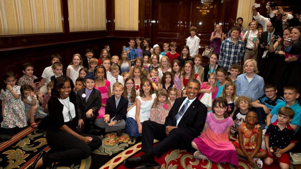 Say Cheese! The president and first lady visit a school in Berlin. (Official White House Photo/ Pete Souza)